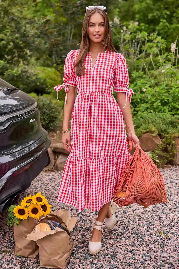 Gingham Tie-Strap Midi Sundress — Picnic Ready