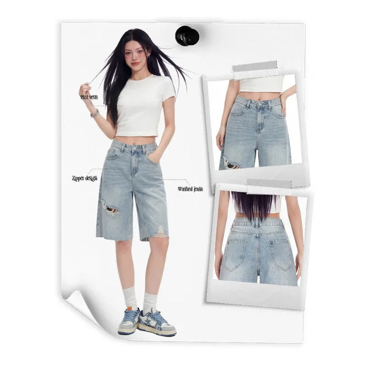 High-Waist Bermuda Cargo Shorts