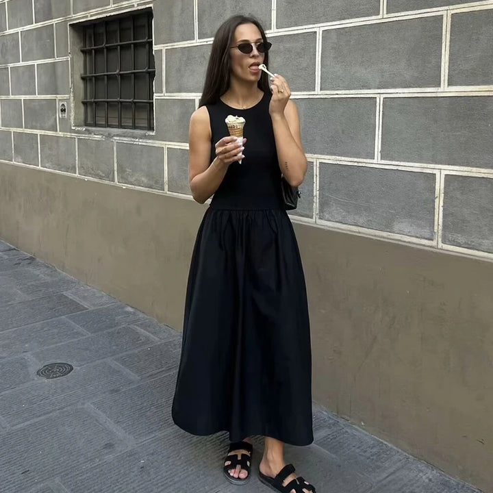 Cotton Gauze Tiered Pocket Midi Dress