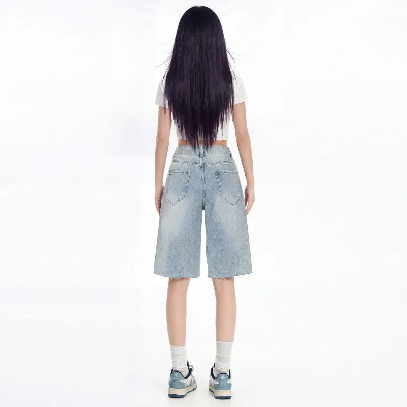 High-Waist Bermuda Cargo Shorts
