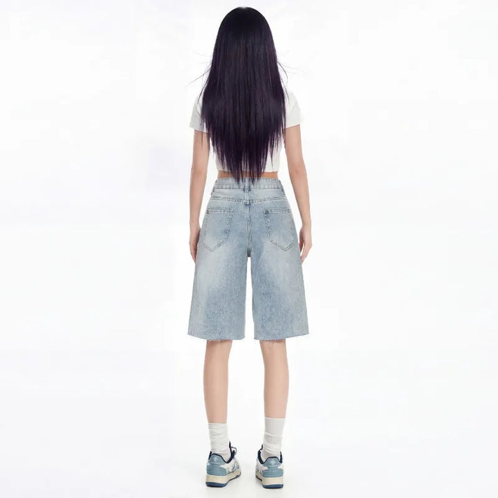 High-Waist Bermuda Cargo Shorts