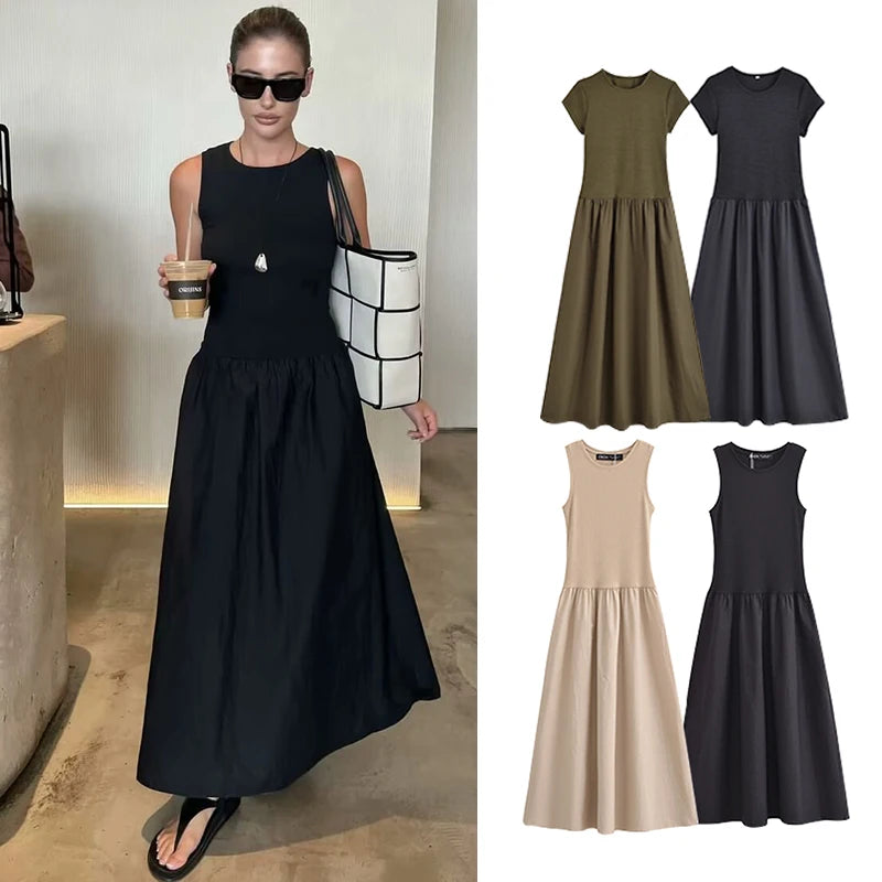 Cotton Gauze Tiered Pocket Midi Dress