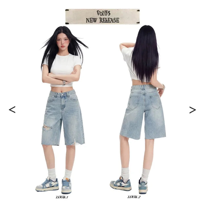 High-Waist Bermuda Cargo Shorts
