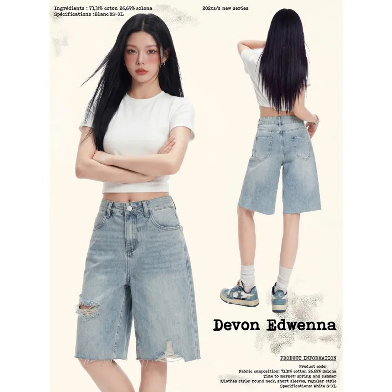 High-Waist Bermuda Cargo Shorts