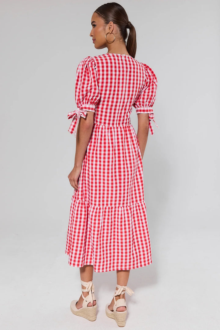 Gingham Tie-Strap Midi Sundress — Picnic Ready