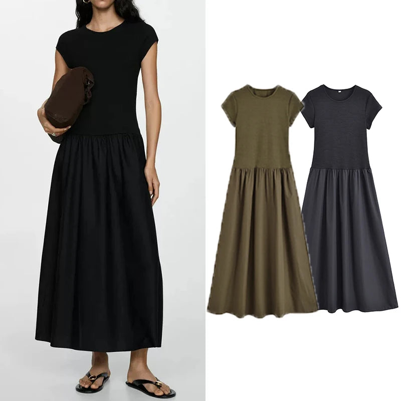Cotton Gauze Tiered Pocket Midi Dress