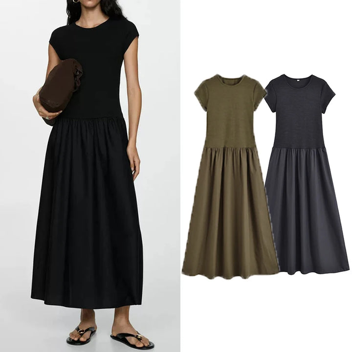 Cotton Gauze Tiered Pocket Midi Dress