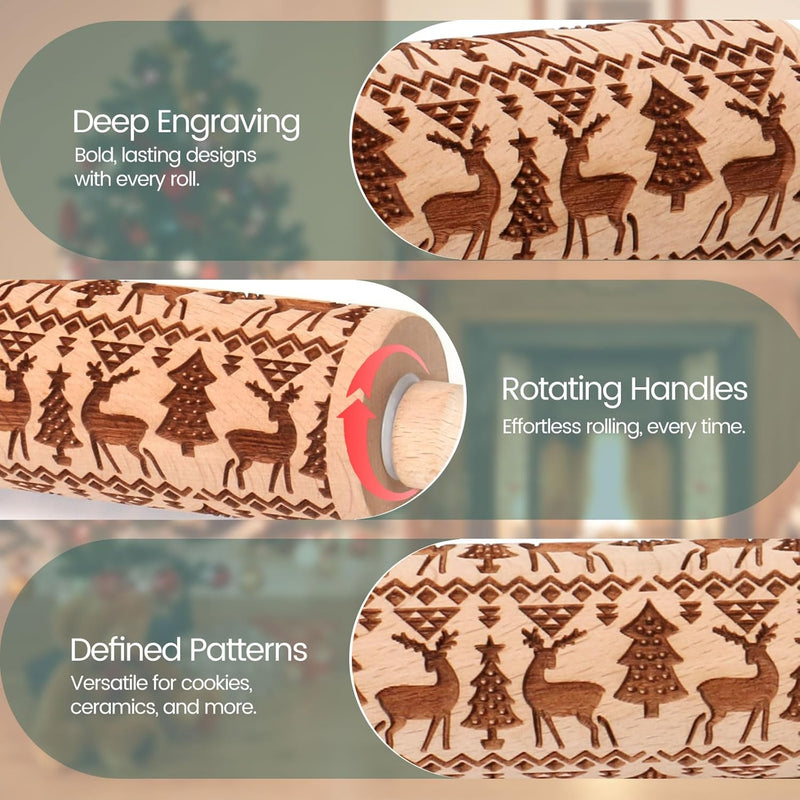 ValoRoll™ Embossed Rolling Pin for Cookies