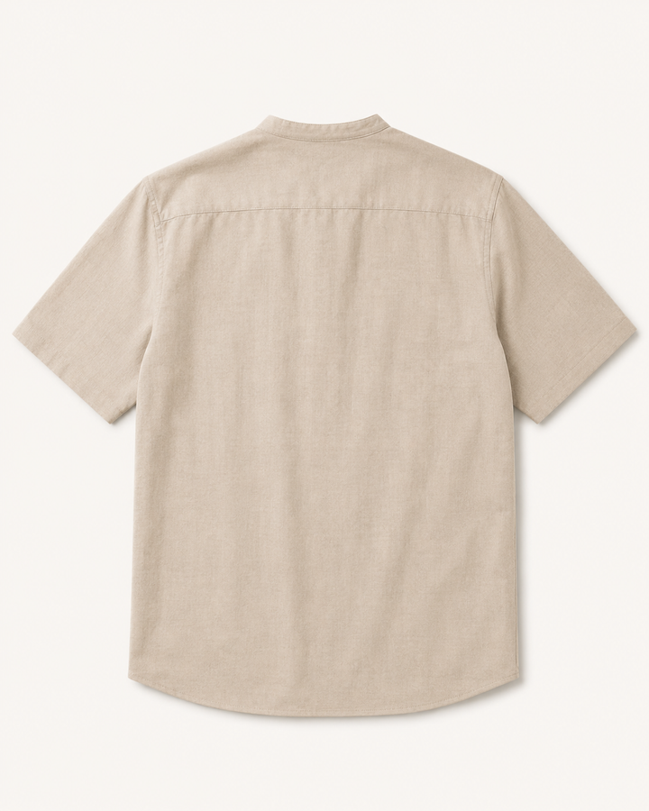 Men's Cotton-Linen Henley — Roll-Sleeve Summer Shirt