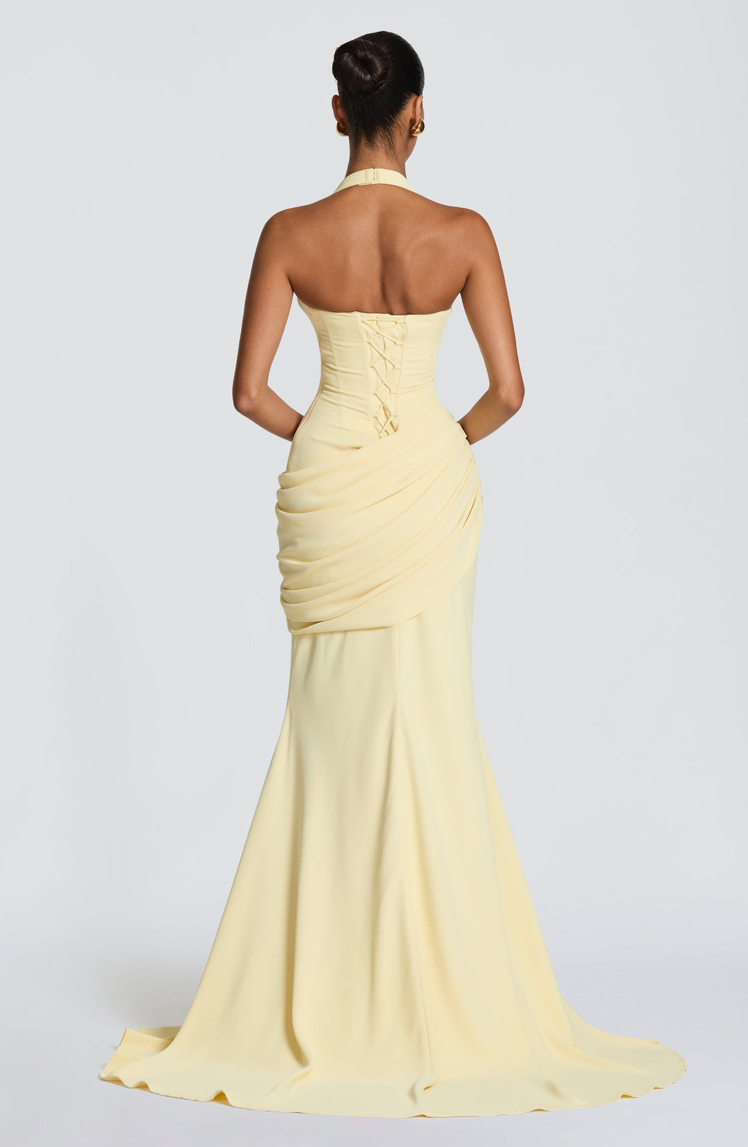 Lemon Halter Occasion Maxi Gown